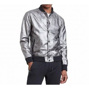 Kenneth Cole Reaction Mens Metallic Bomber Jacket